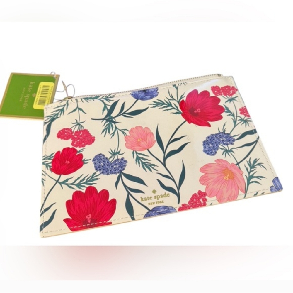 kate spade Floral Zip Pouch in Cream, Pink, Red, Blue